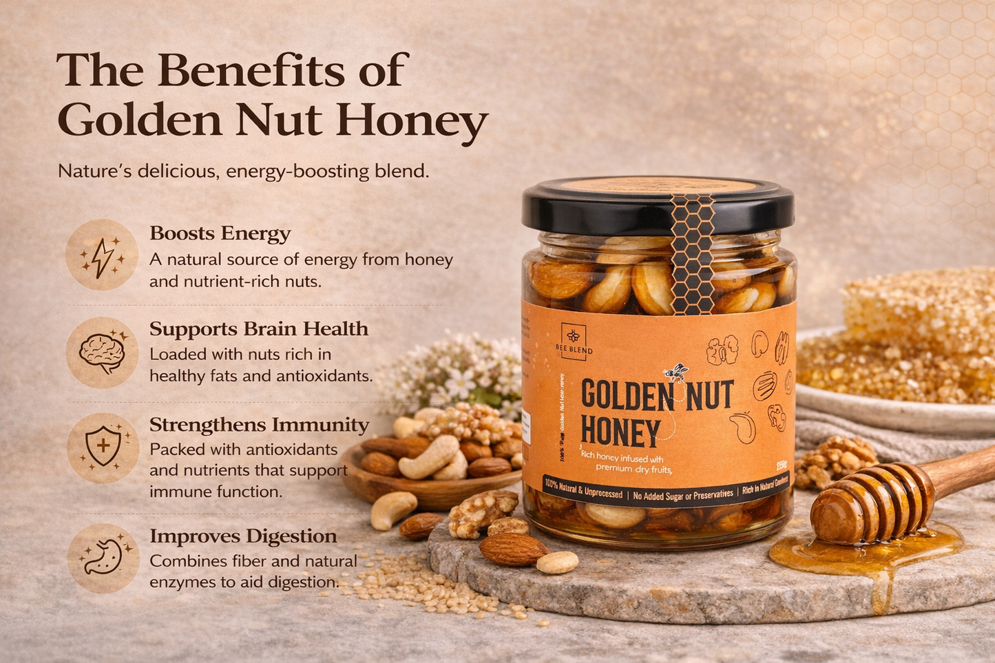Golden Nut Infusion Honey | Nature’s Power Concentrate