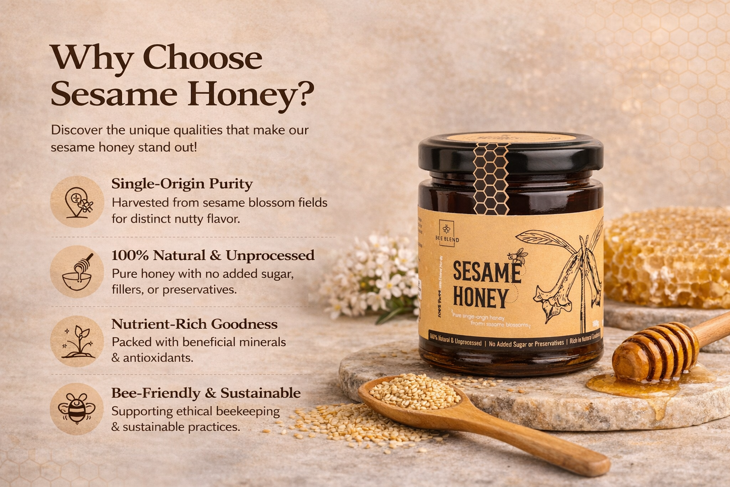 Black Sesame Raw Honey | Nutty Umami Elixir
