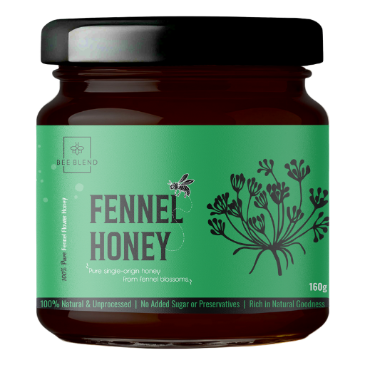 BeeBlend Wild Fennel Raw Honey 160g jar