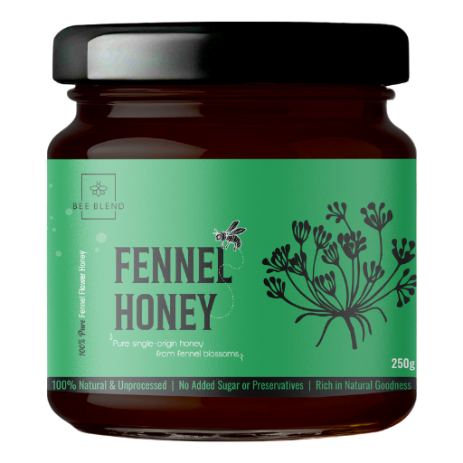 BeeBlend Wild Fennel Raw Honey 250g jar